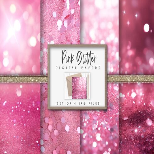 Pink Glitter Texture Digital Paper Backgrounds cover image.