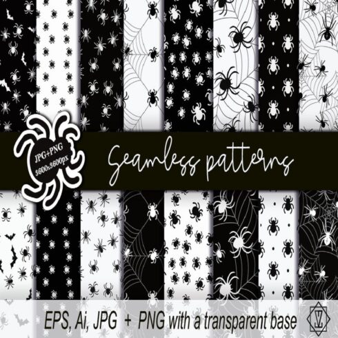 31 Seamless patterns with spiders cover image.