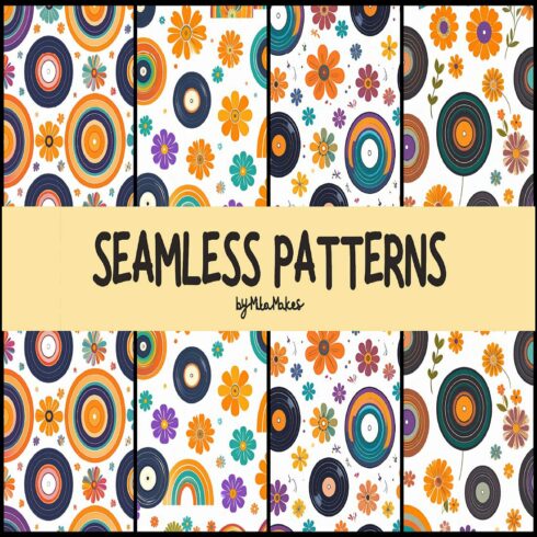 Retro Floral Circles and Rainbows Pattern cover image.