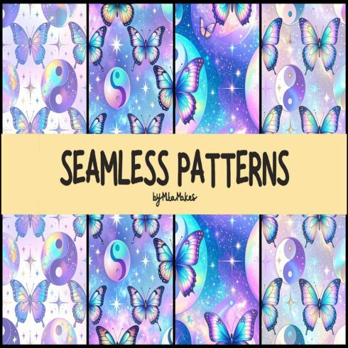 Mystical Butterfly and Yin Yang Seamless Patterns cover image.