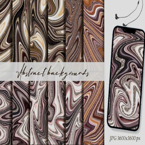 Set of abstract backgrounds with leather effect cover image.