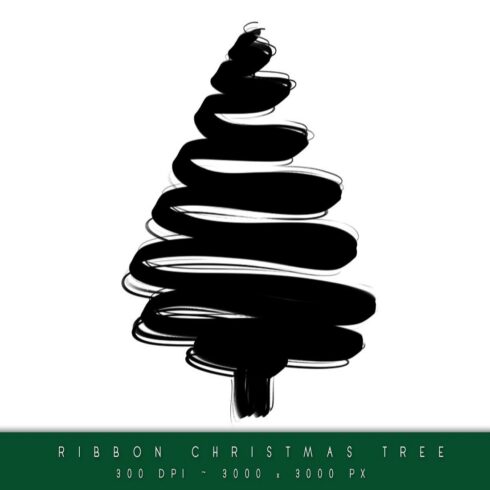 Ribbon Style Christmas Tree Silhouette Festive Clipart cover image.