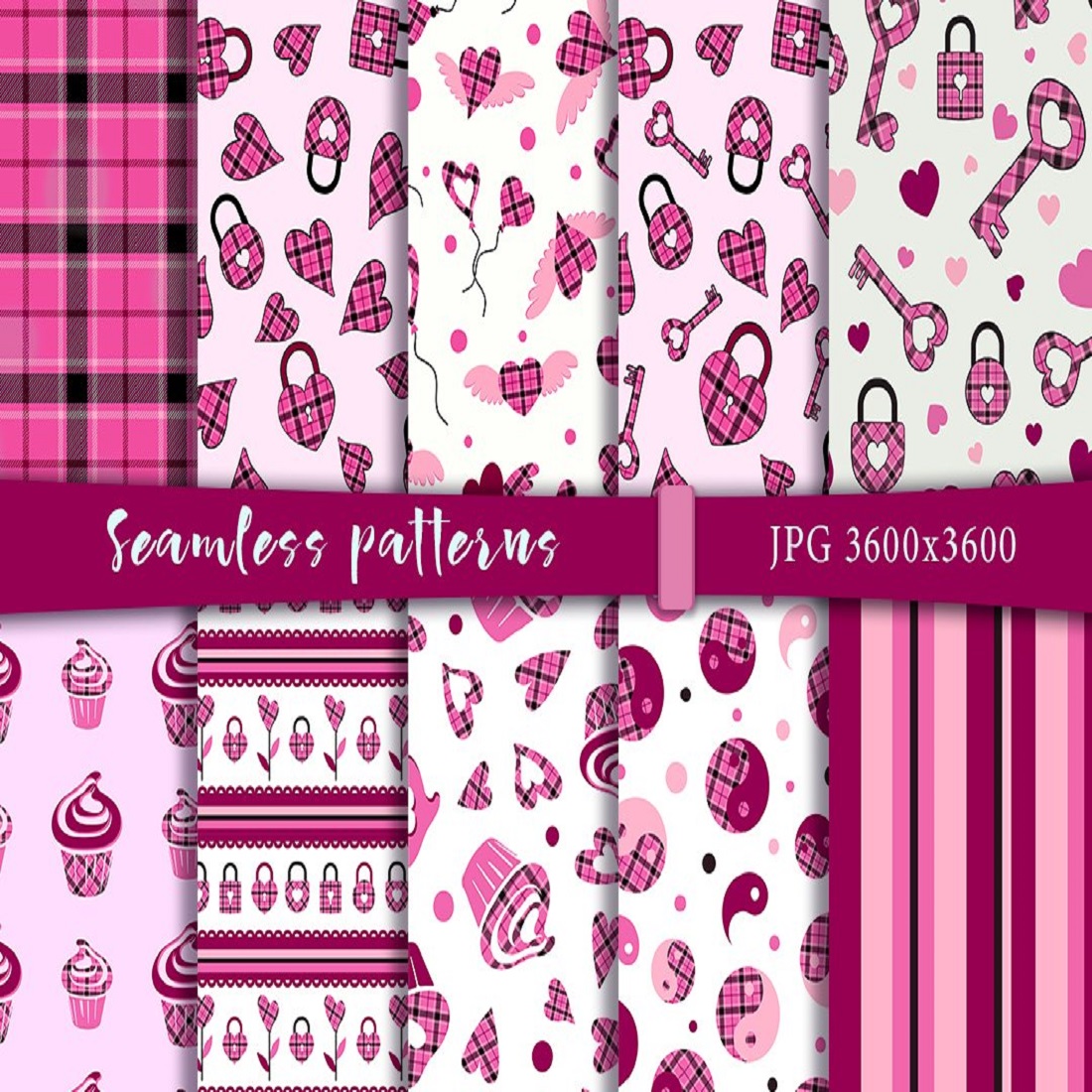 Seamless patterns for February - MasterBundles