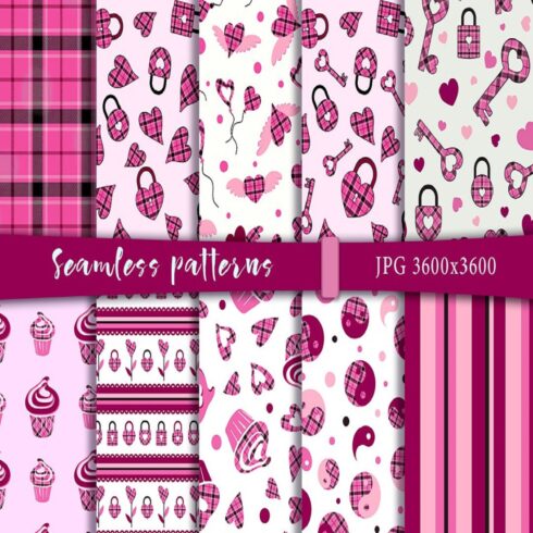 Seamless patterns for February cover image.