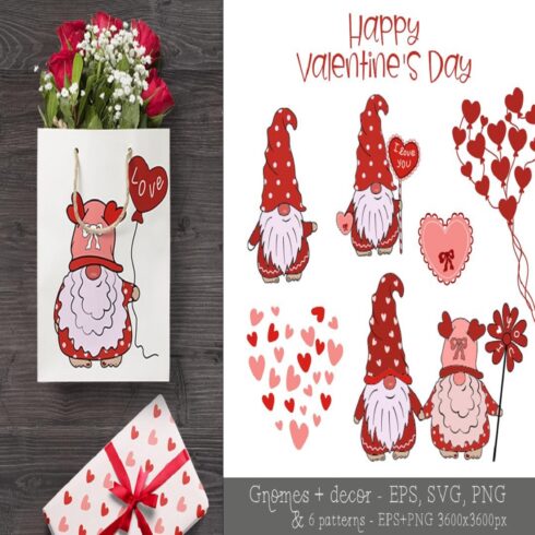 43 Bundle of Gnomes Valentine Love Seamless patterns cover image.