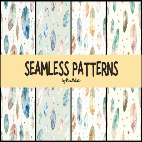 Soft Watercolor Feathers and Crystals Pattern cover image.