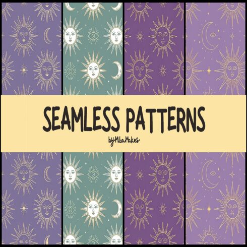 Mystical Sun and Moon Celestial Seamless Pattern cover image.