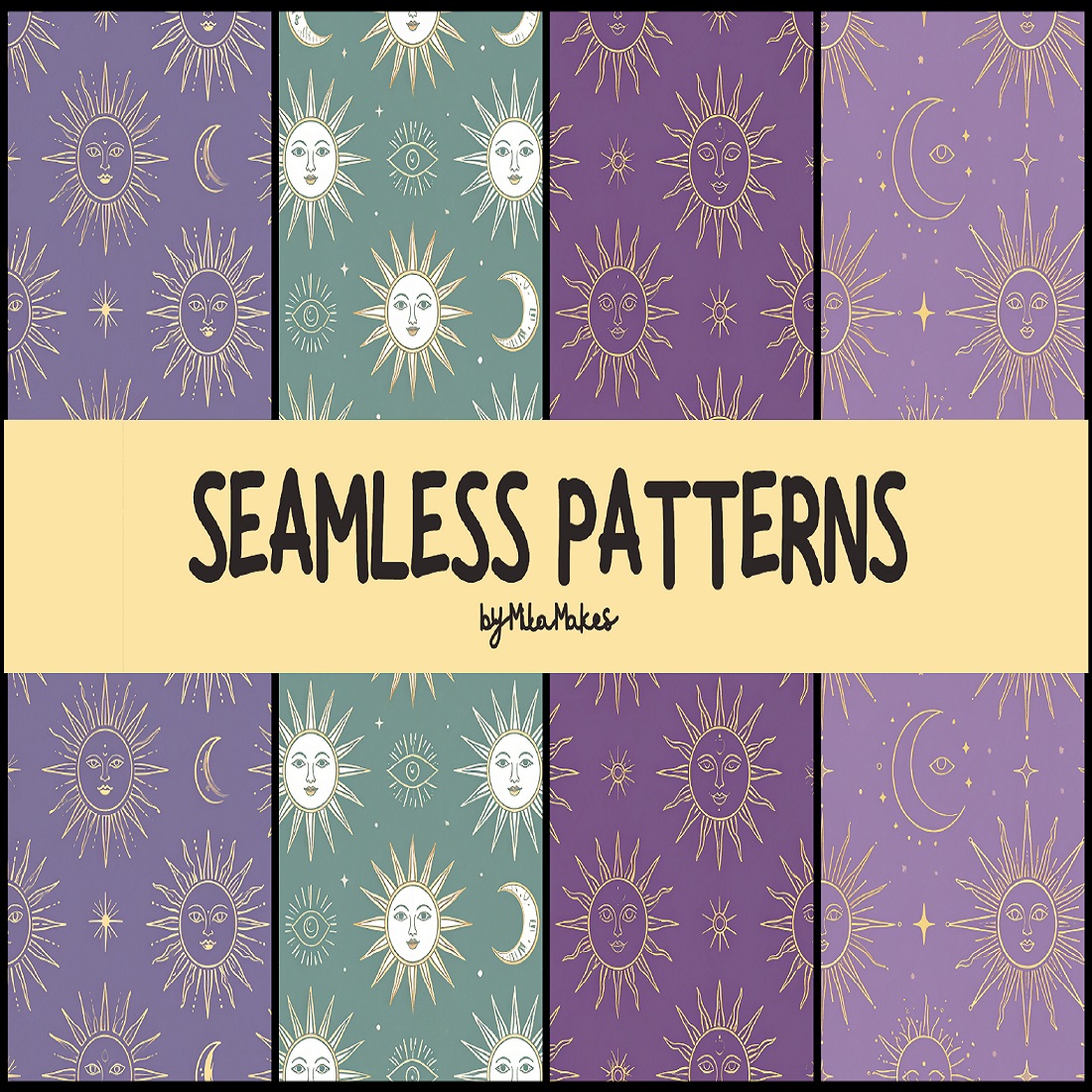 Mystical Sun and Moon Celestial Seamless Pattern - MasterBundles