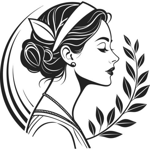 Vintage Beauty Woman Logo – Elegant Female Profile with Laurel Wreath cover image.