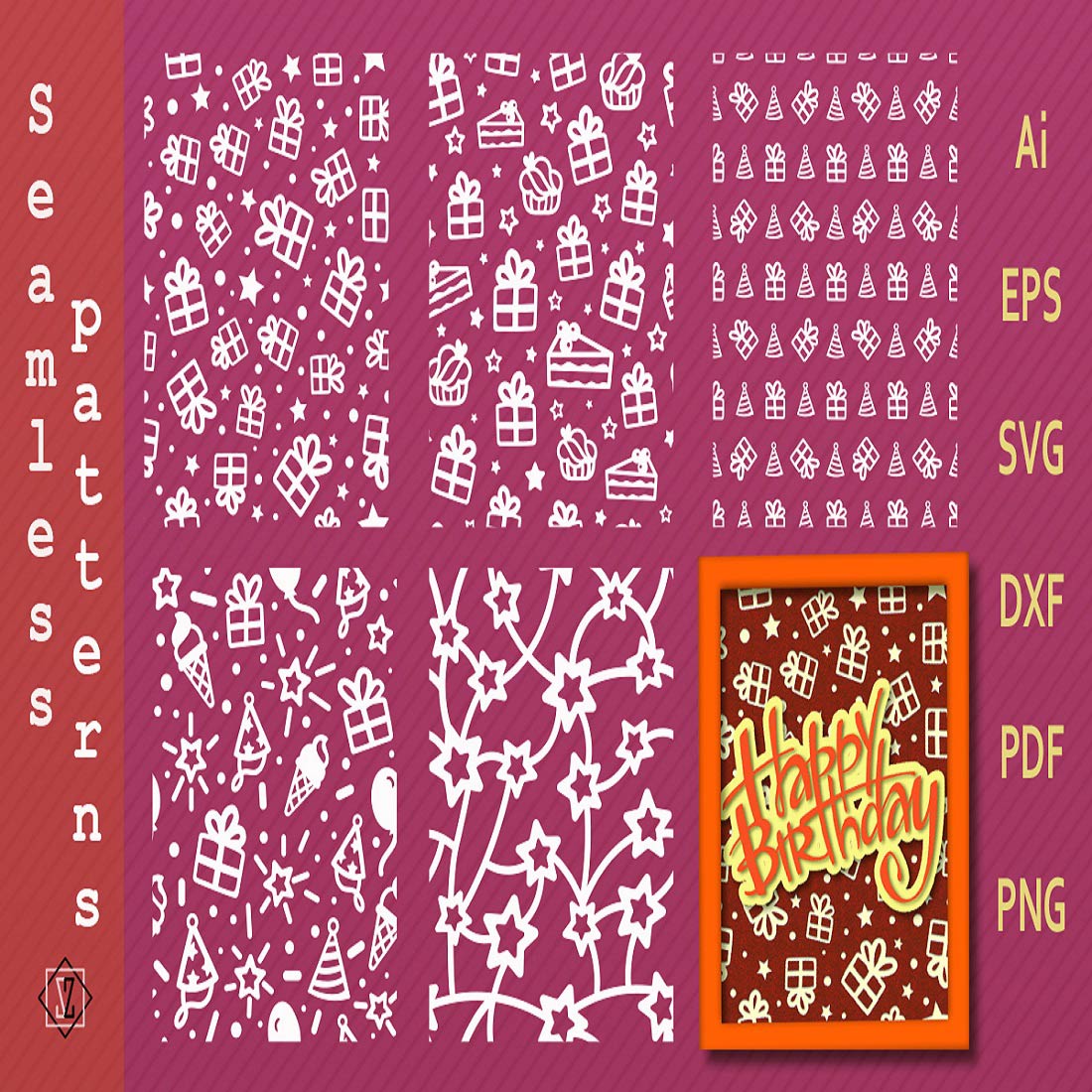 Seamless Birthday Patterns - MasterBundles