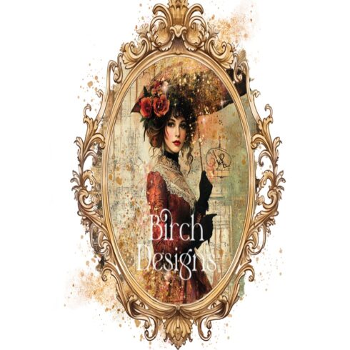 Vintage Lady PNG Elegant Red Dress Scrapbook Journal cover image.