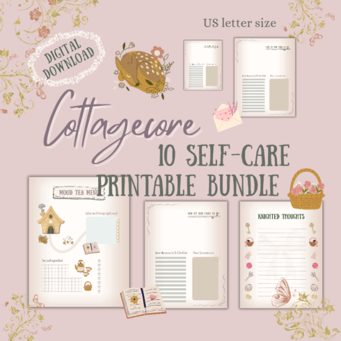 Softness I Collected Like Flowers – 10-Page Cottagecore Printable Self-care Journal + Envelope + Bonus Stickers (PDF + JPG) cover image.