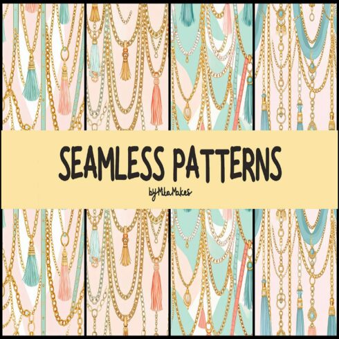 Elegant Gold Chains and Tassels Seamless Pattern cover image.