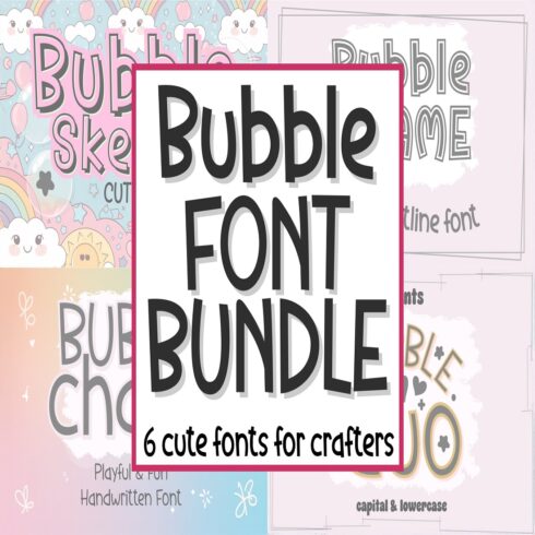 Bubble Font Bundle Cute Playful Fonts for Crafts cover image.