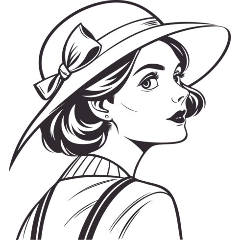 Vintage Girl with Hat Logo – Elegant Retro Woman Vector Illustration cover image.