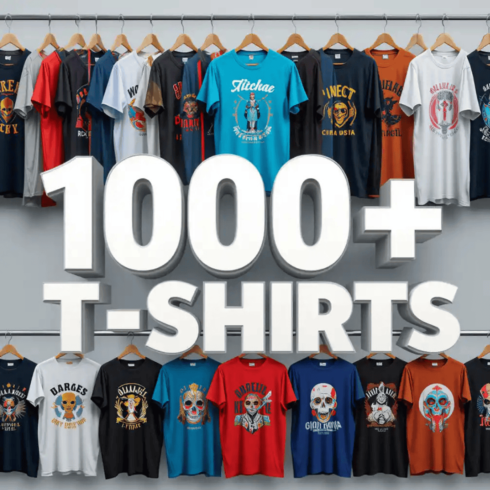 1000 T-Shirt Icons Bundle | Editable Vector Graphics for Merch & Print-on-Demand cover image.