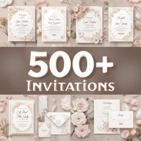 500 Invitation Templates Bundle | Wedding, Birthday, Party & Event Designs cover image.