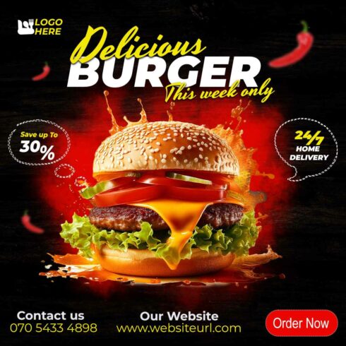 Burger Banner Template cover image.