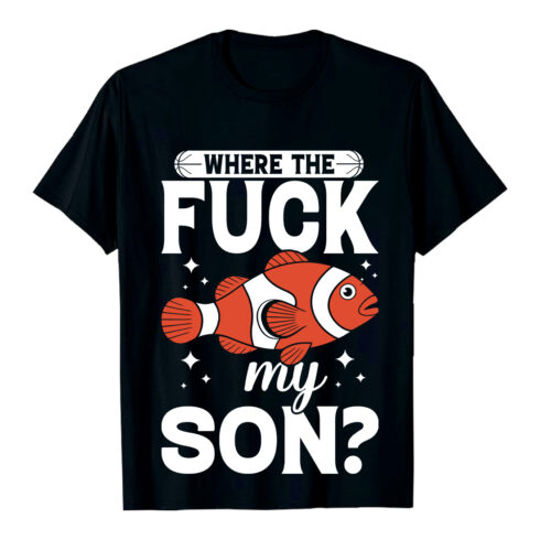 Funny Clownfish Playing Basketball T-Shirt Design Clownfish basketball text graphic orange Basketball clownfish T-Shirt Design EPS AI PDF PNG cover image.