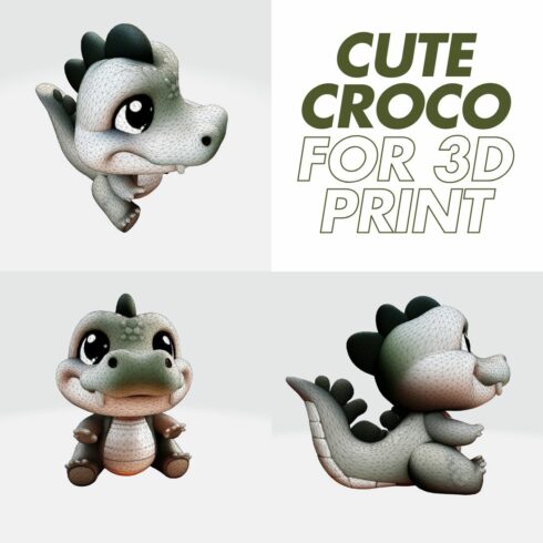 Cute Cartoon Crocodile 3D Print Ready Model 3D Print Model cover image.