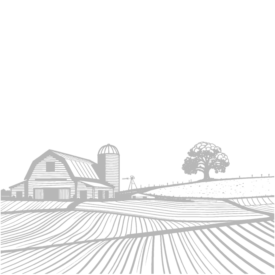 Black and White Hand-Drawn Rural Village Farm – Vector Illustration preview image.