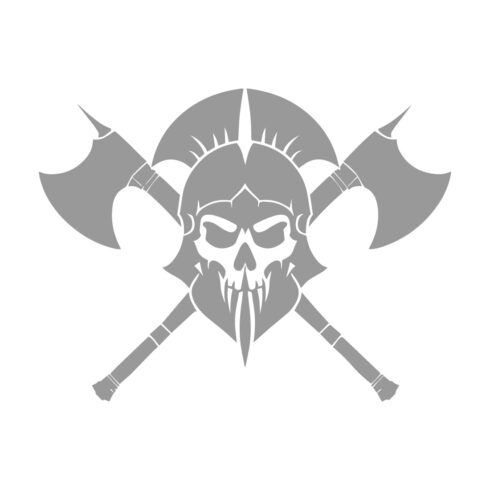 Medieval Helmet with Crossed Battle Axes – Black & White Vector Illustration cover image.