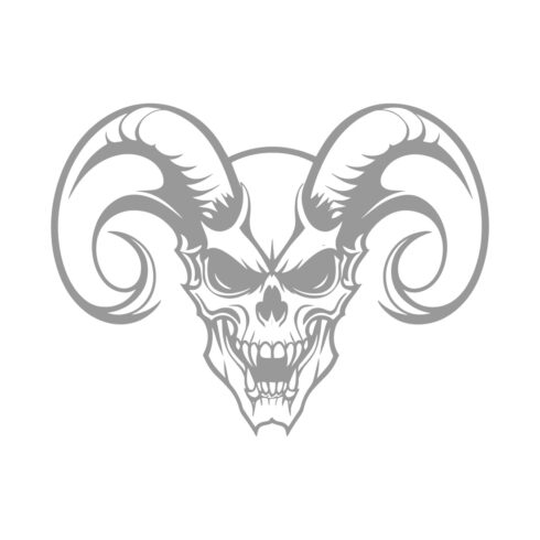 Skull with Horn – Black & White Vector Illustration cover image.
