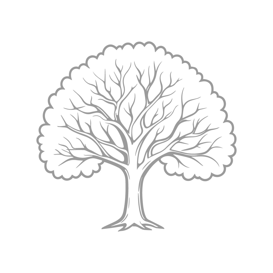 Black and White Line Art Design of a Giant Tree – Vector Illustration preview image.