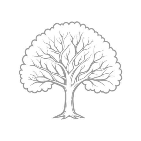 Black and White Line Art Design of a Giant Tree – Vector Illustration cover image.