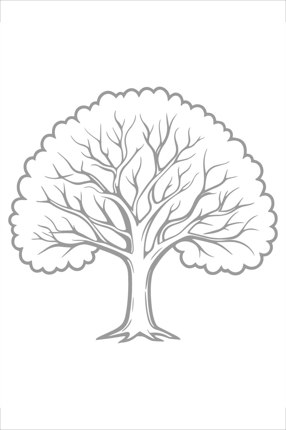Black and White Line Art Design of a Giant Tree – Vector Illustration pinterest preview image.