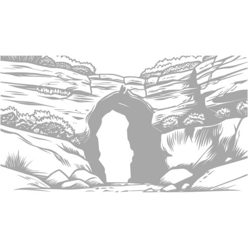 Monochrome Desert Rock Arch Illustration cover image.