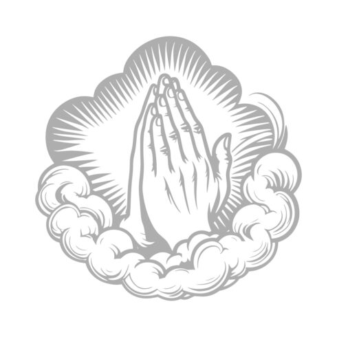 Black and White Vector Illustration of Praying Hands cover image.