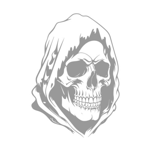 Grim Reaper Skull in Hood Vector Illustration cover image.