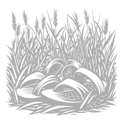 Black and White Vector Illustration of Grass with a Slipper cover image.