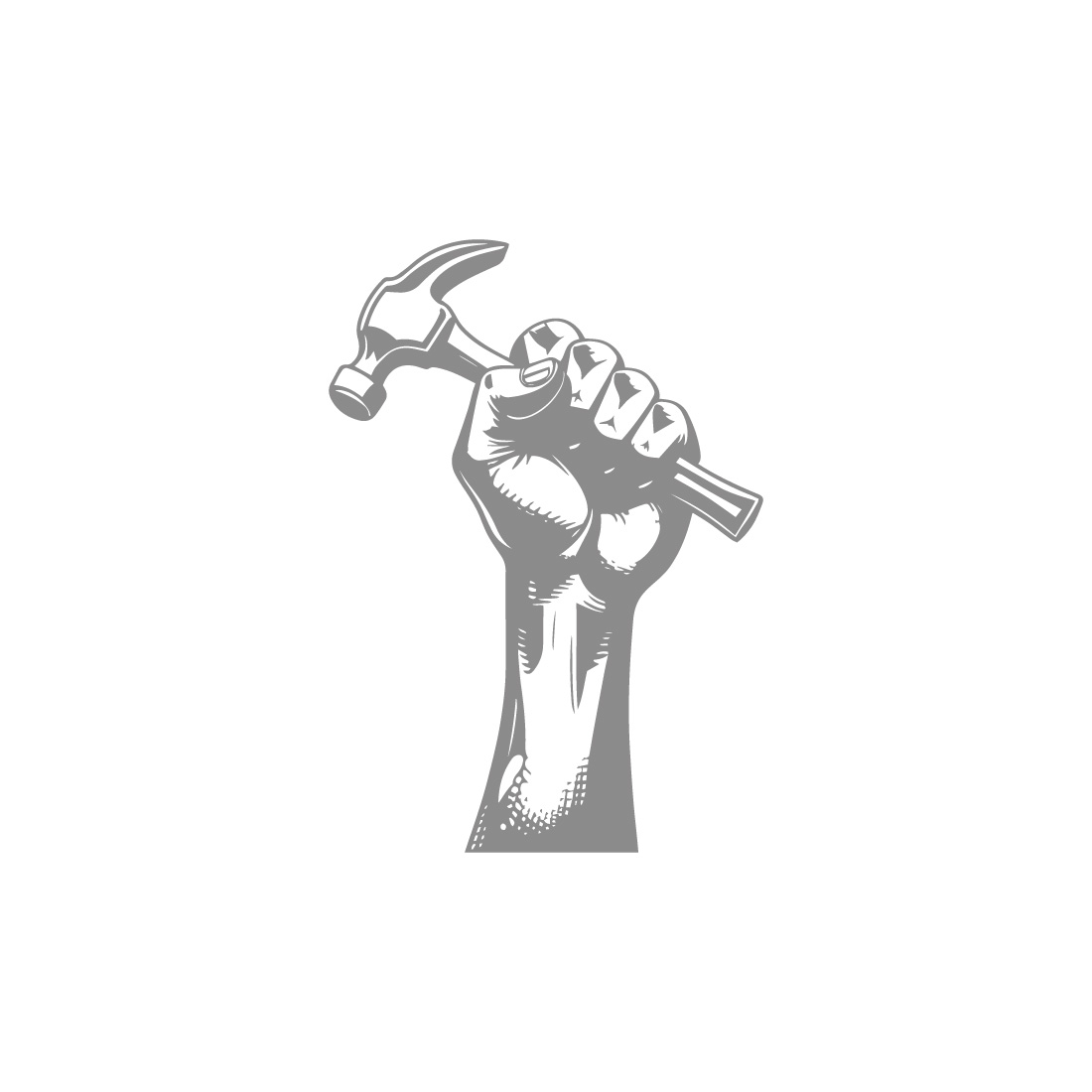 Black and White Design of a Hand Holding a Hammer – Vector Illustration cover image.