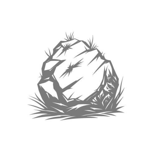 Stylized Rock with Grass Illustration cover image.