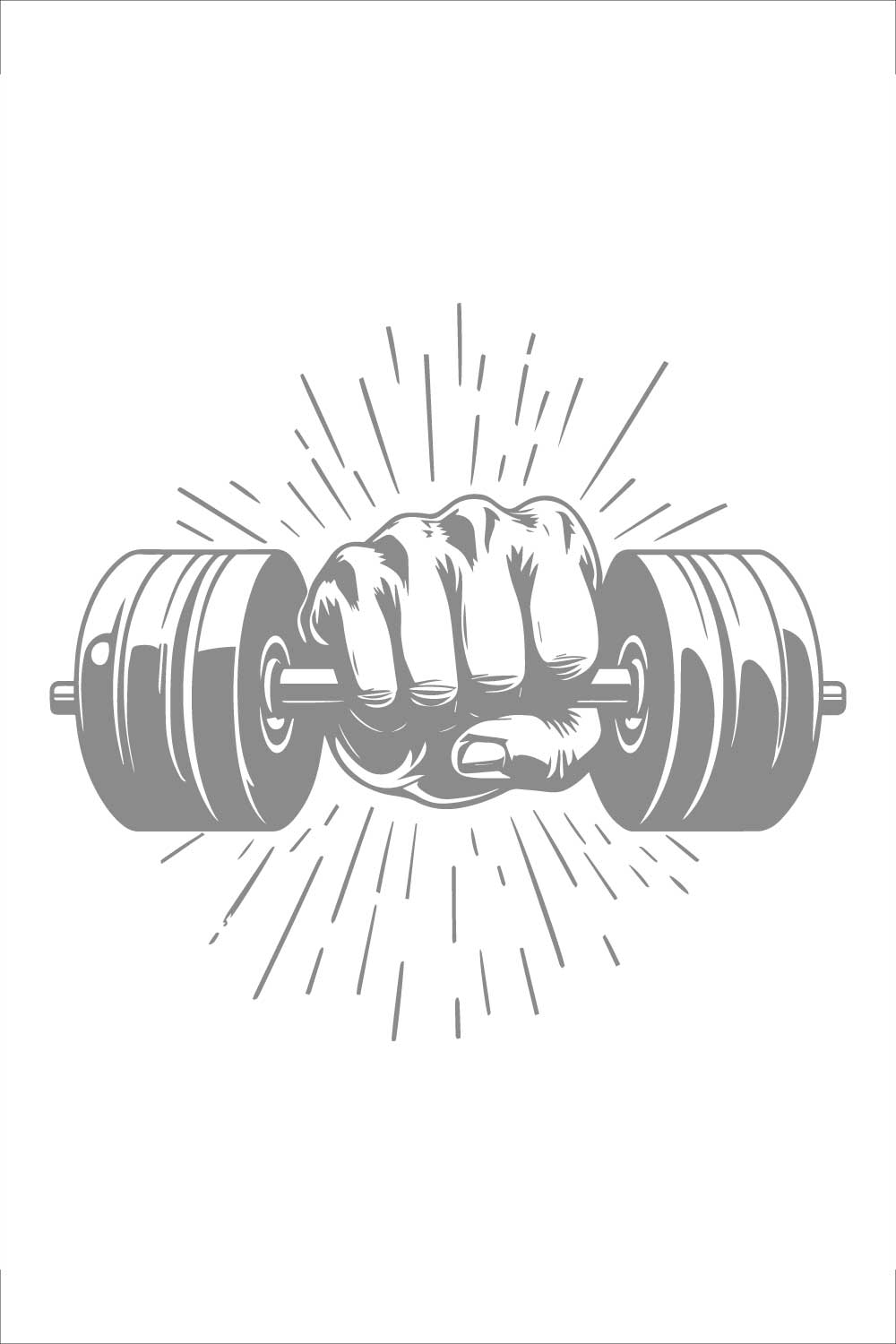 Black and White Design of a Hand Holding a Dumbbell – Vector Illustration pinterest preview image.