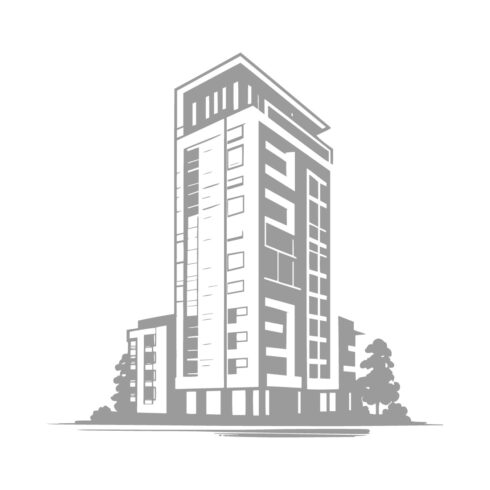 Black and White Vector Illustration of a Modern Building cover image.