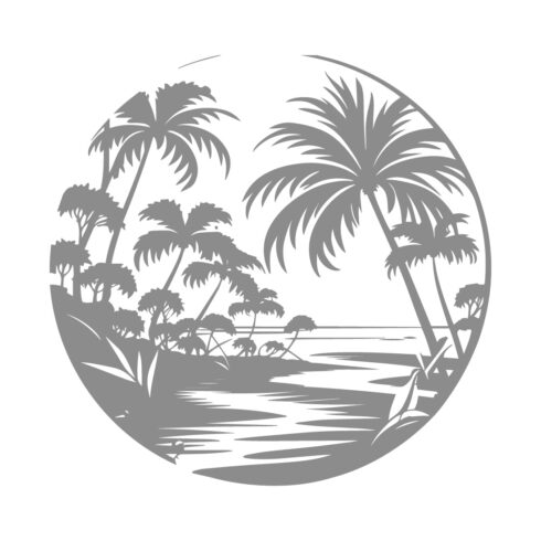 Tropical Beach Silhouette Illustration cover image.