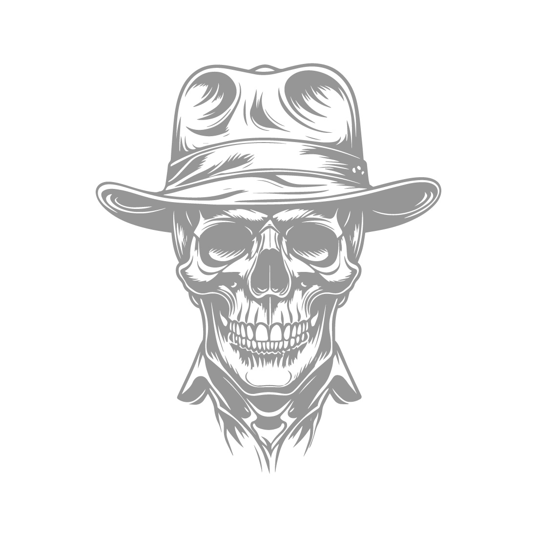 Black and White Design of a Skull with Hut – Vector Illustration preview image.