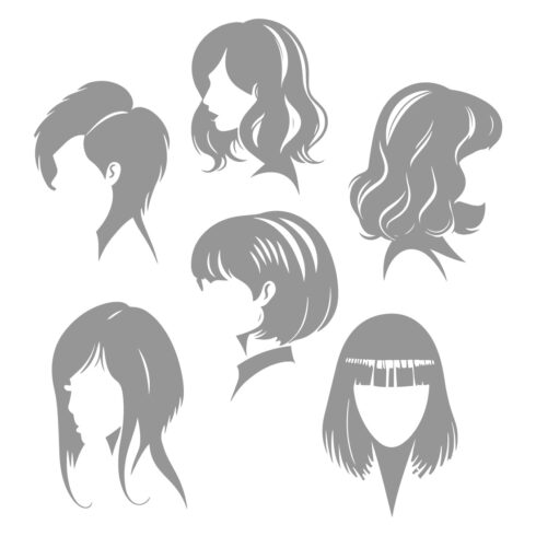 Black and White Design Collection of Stylized Lady Haircuts – Vector Illustration cover image.