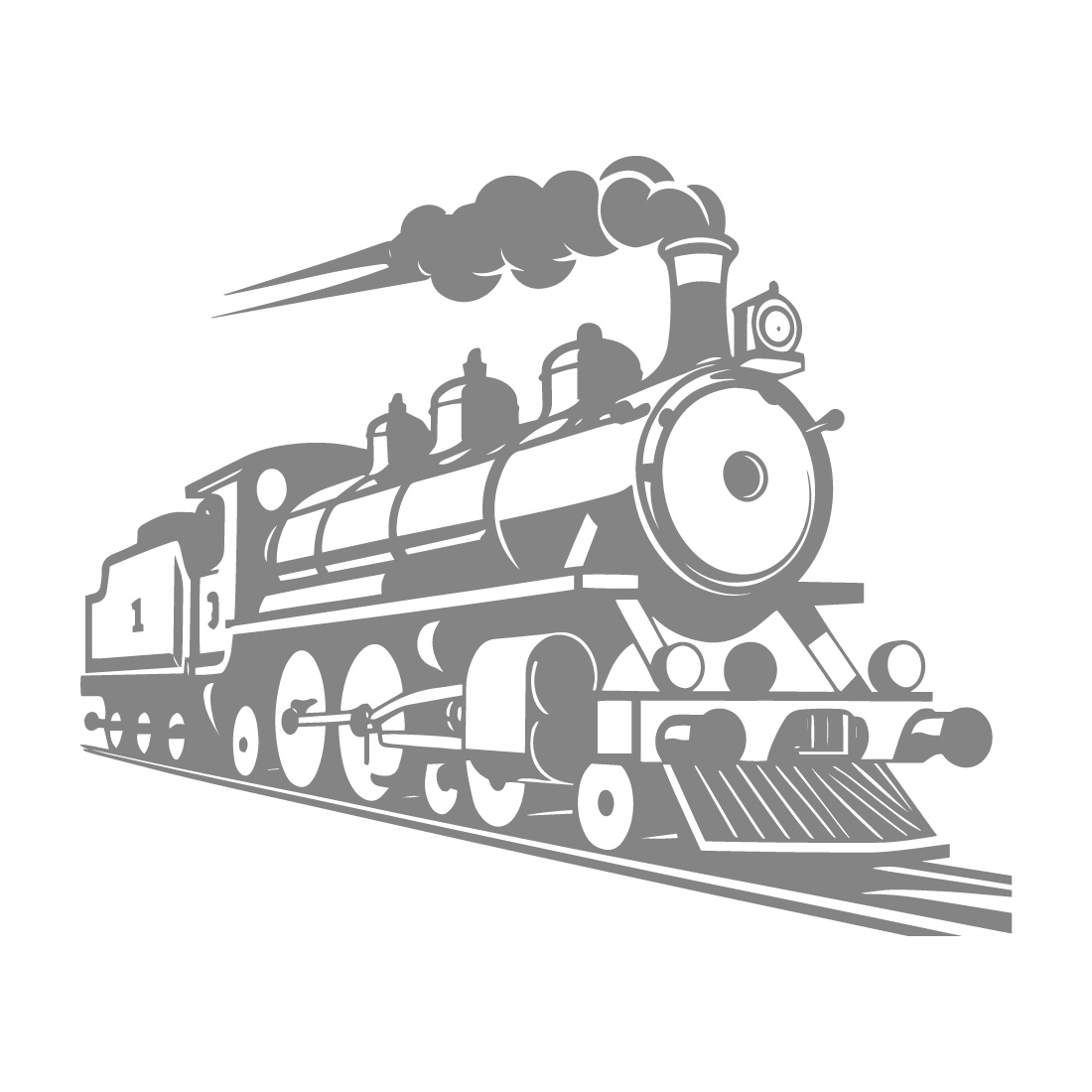 Black and White Locomotive Train – Vector Illustration preview image.