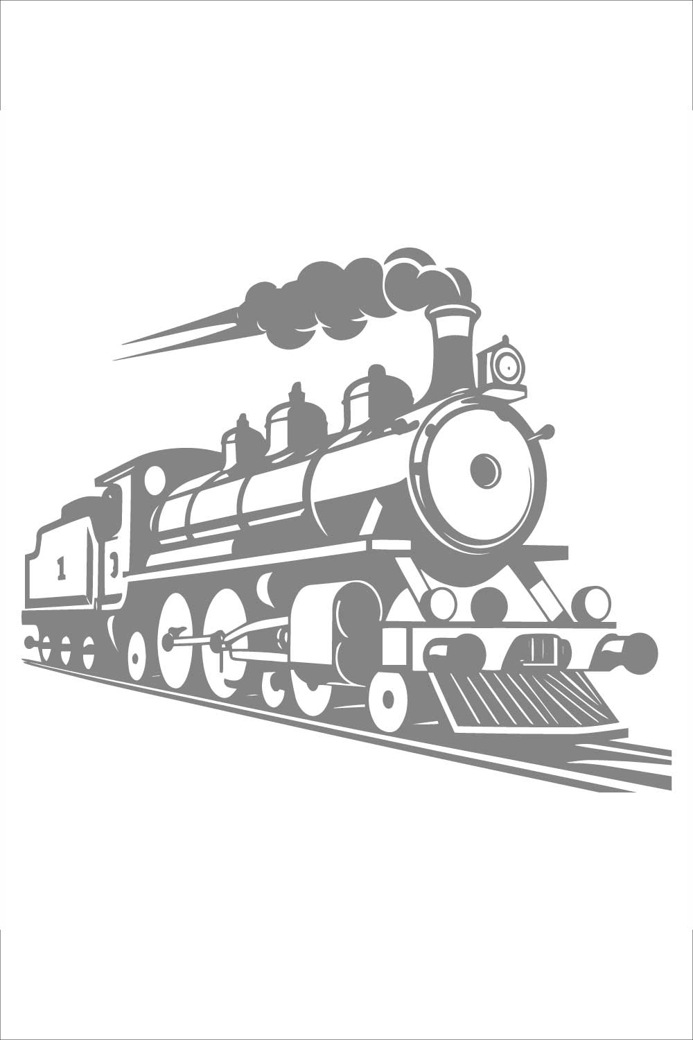 Black and White Locomotive Train – Vector Illustration pinterest preview image.