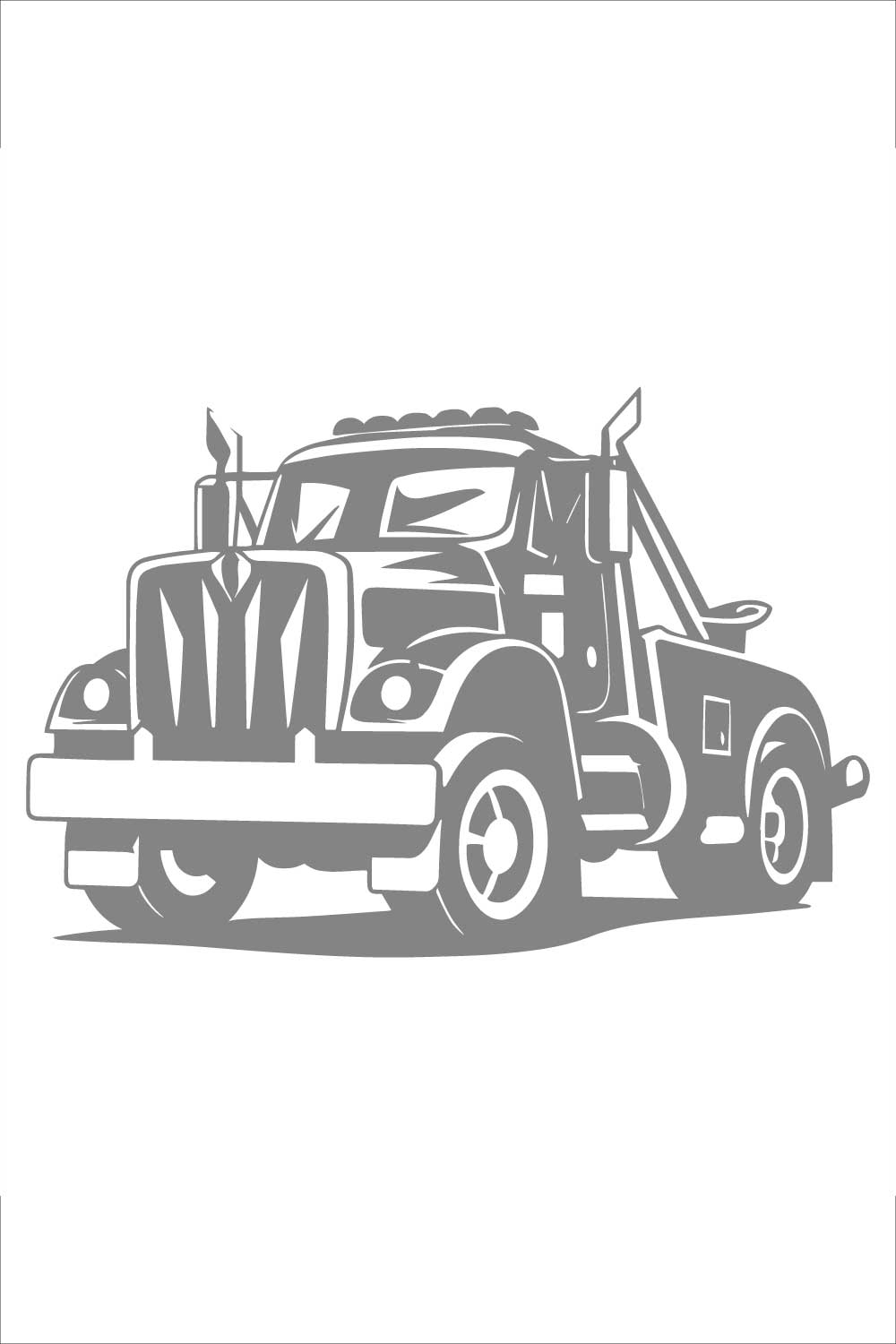 Black and White Tow Truck – Vector Illustration pinterest preview image.