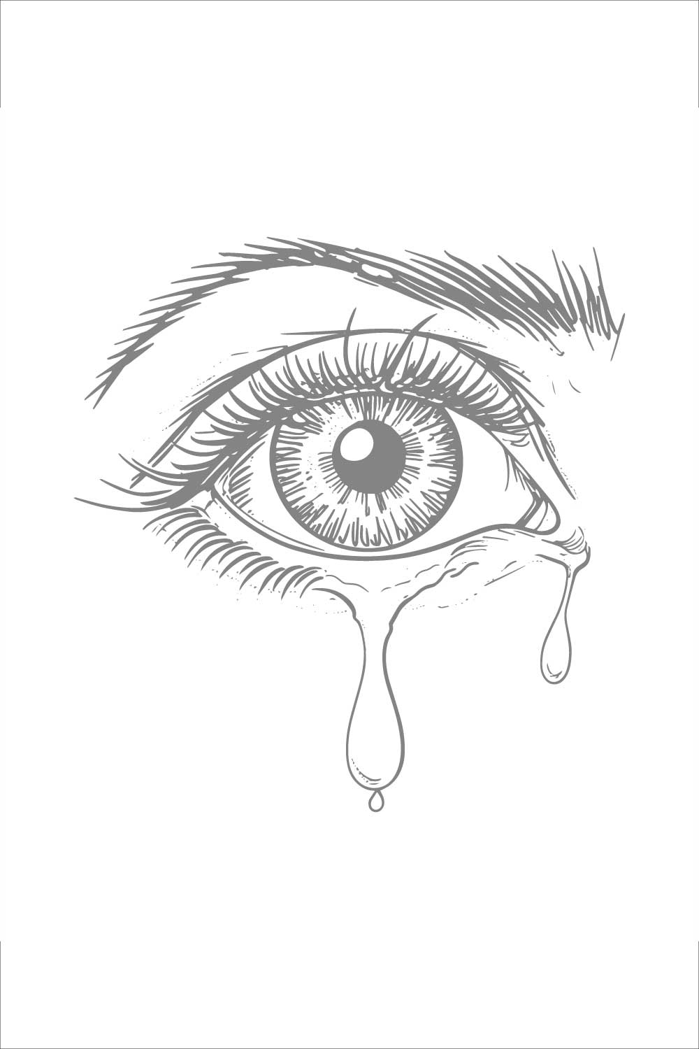 Black and White Eyes Tearing – Vector Illustration pinterest preview image.