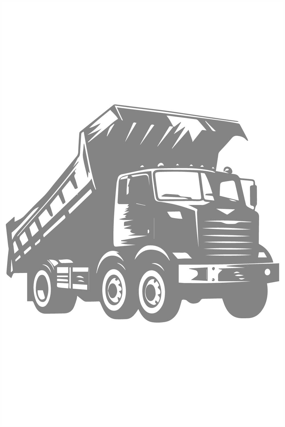 Black and White Dump Truck – Vector Illustration pinterest preview image.