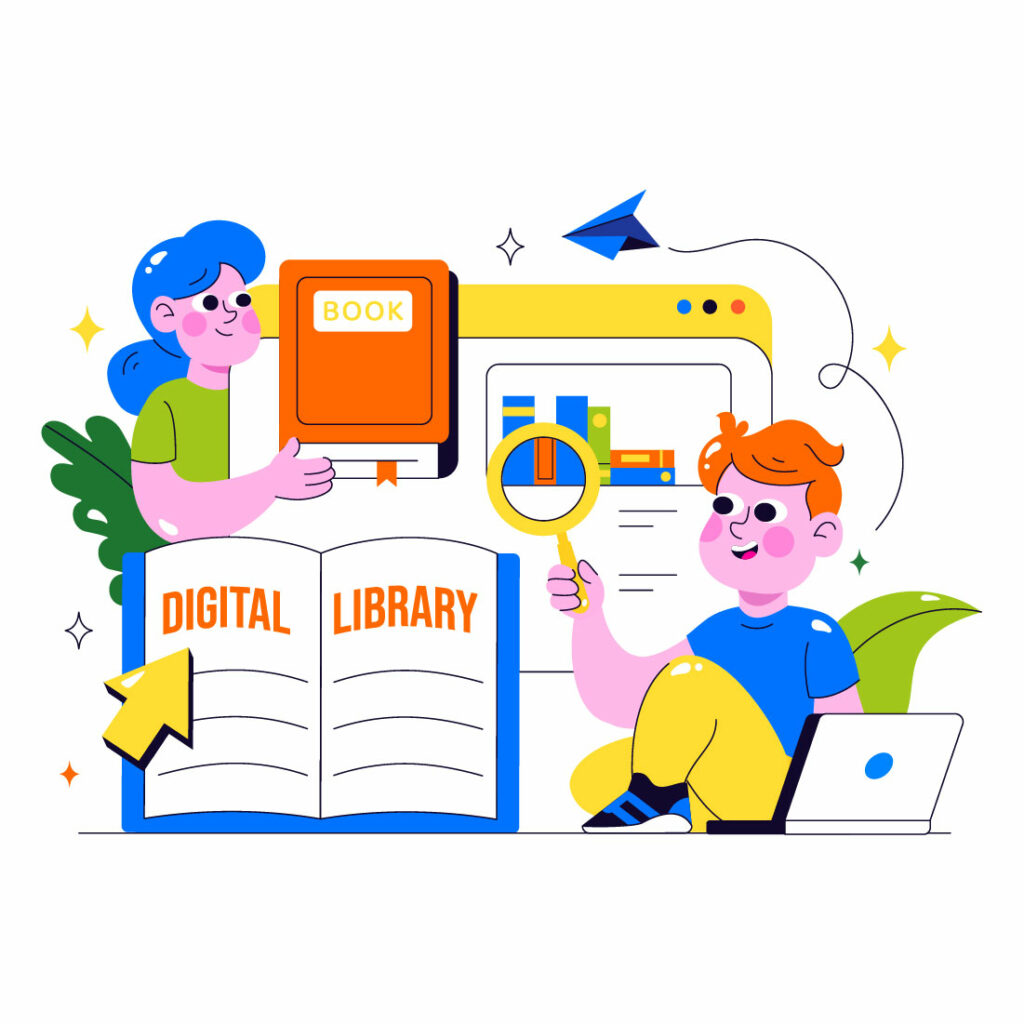 10 Digital Library Illustration - MasterBundles