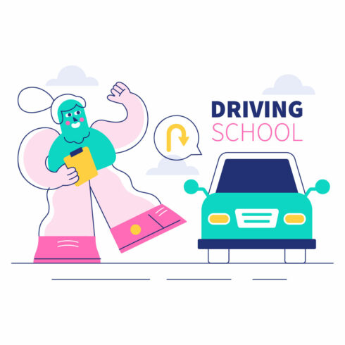 10 Driving School Vector Illustration cover image.
