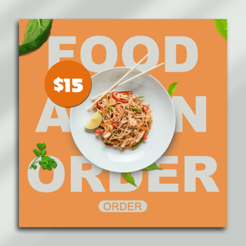 Food Order Social Media Post PSD Template – Editable 2000x2000px cover image.