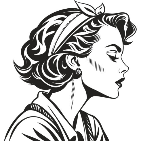 Retro Woman Vector Logo – Vintage Style Female Portrait Illustration cover image.